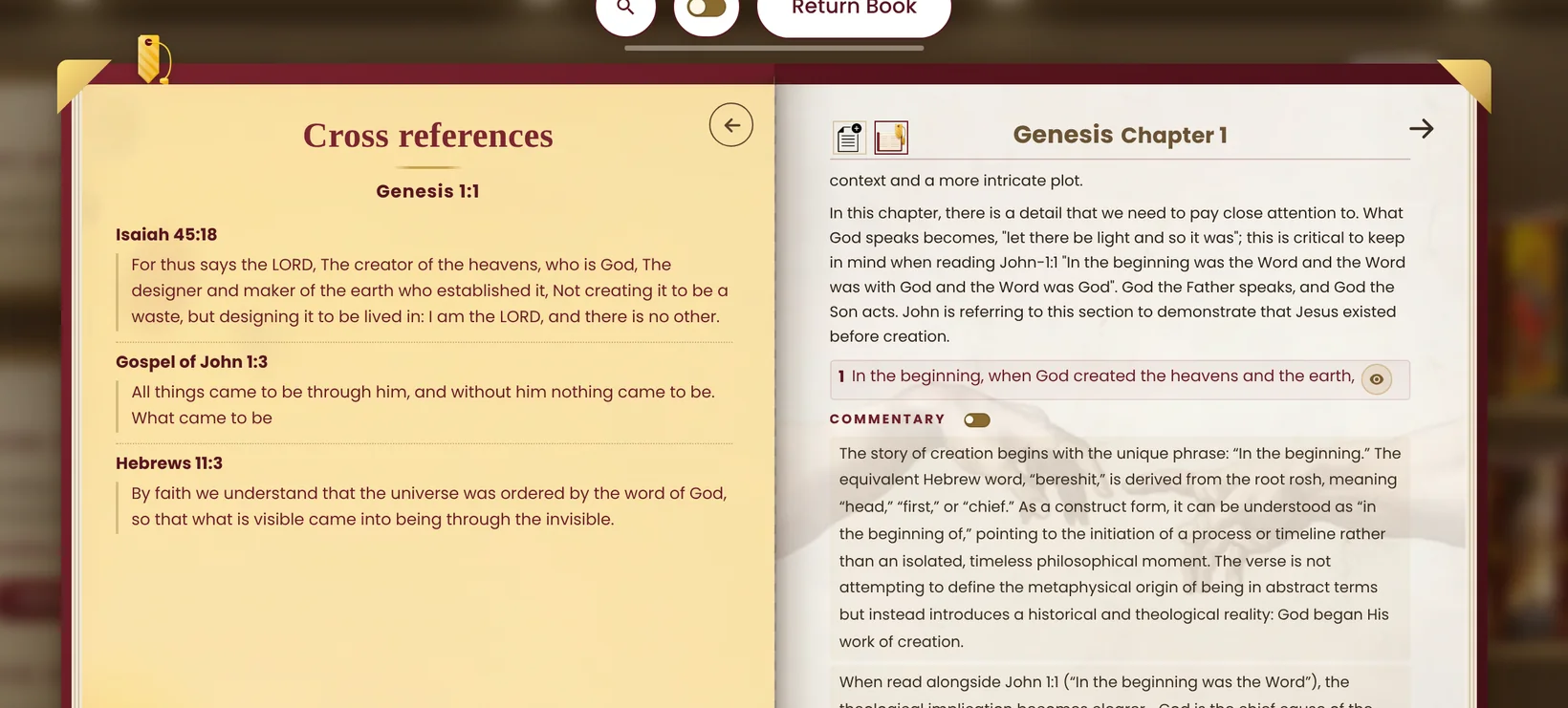 Cross-references opened for a verse