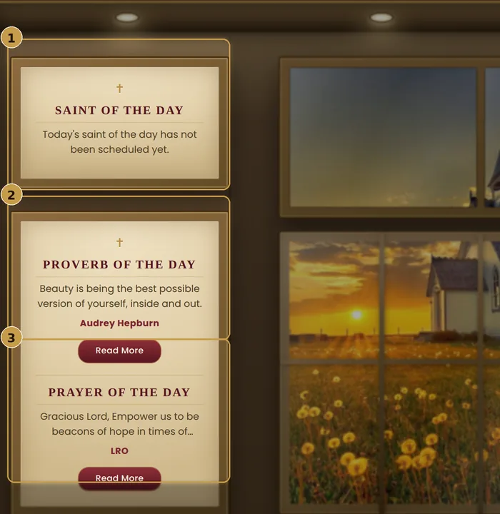 The daily panels on the homepage