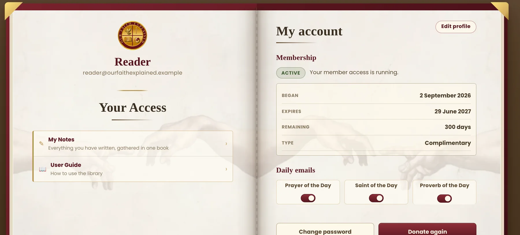 The profile page