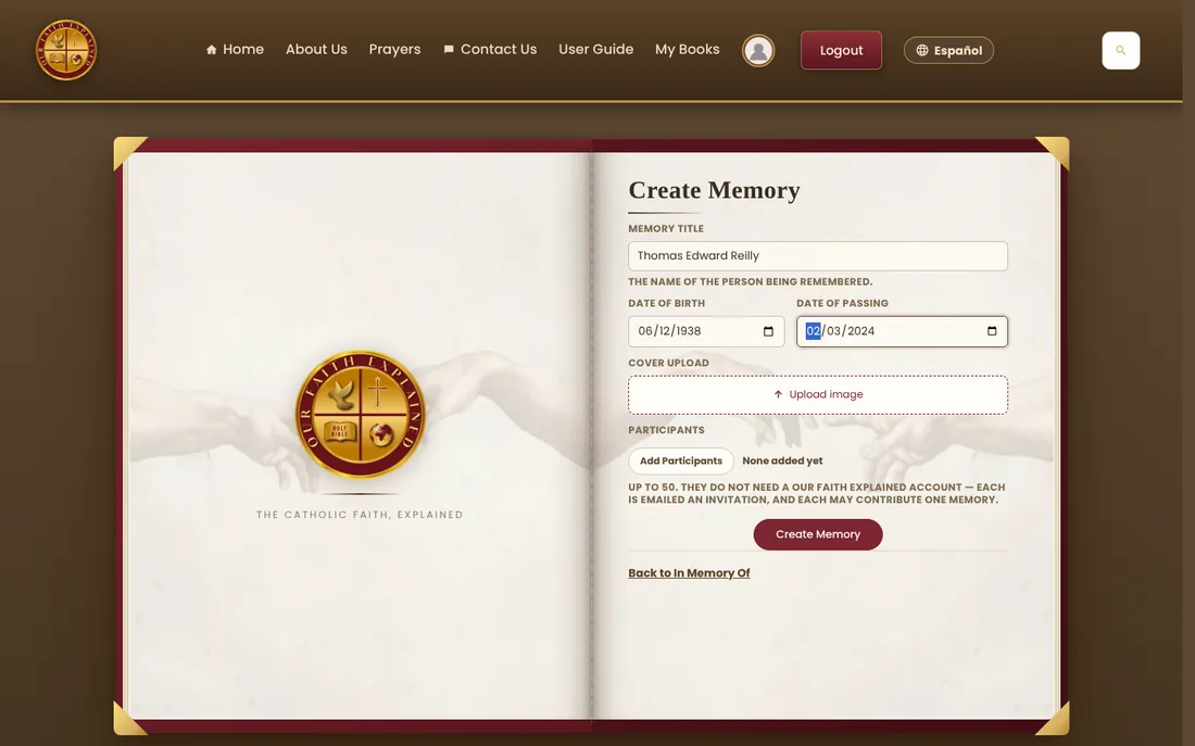 The Create Memory form