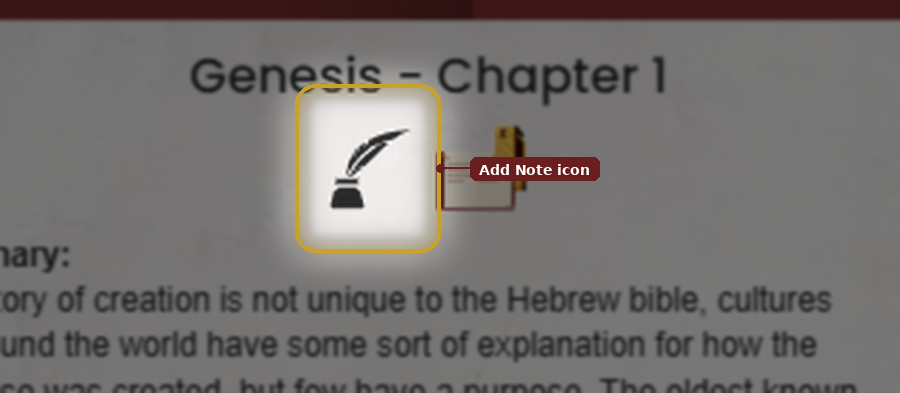 The Add Note (pen) icon shown next to a verse