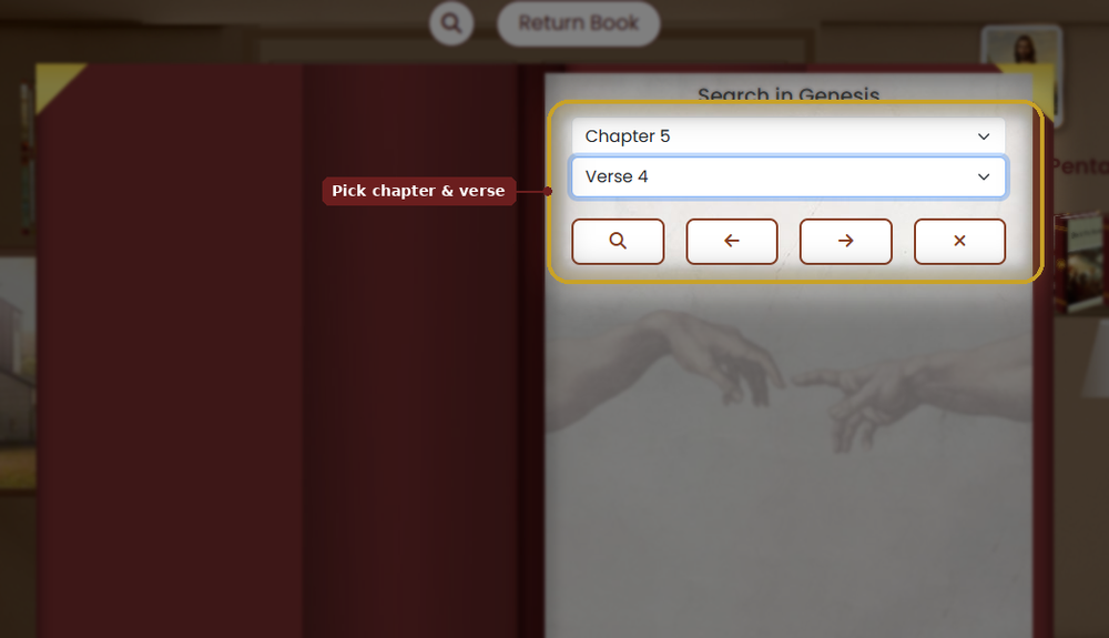 Select the chapter and verse in the search panel