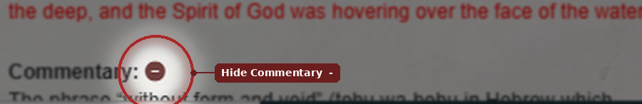 Hide Commentary (-) icon
